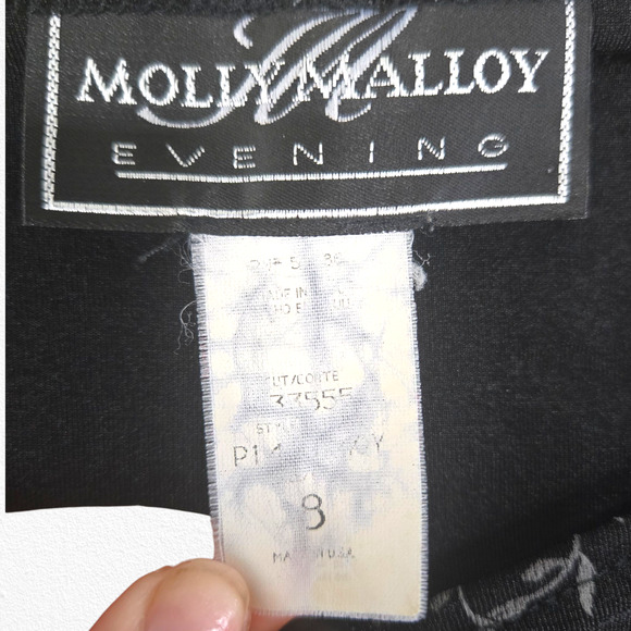 1990s Y2K Molly Malloy Black Floral Dress Size 8 Evening Cocktail Party Dress - Picture 5 of 10